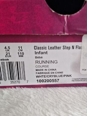 Reebok Pink Box with White Logos and Pony Characters